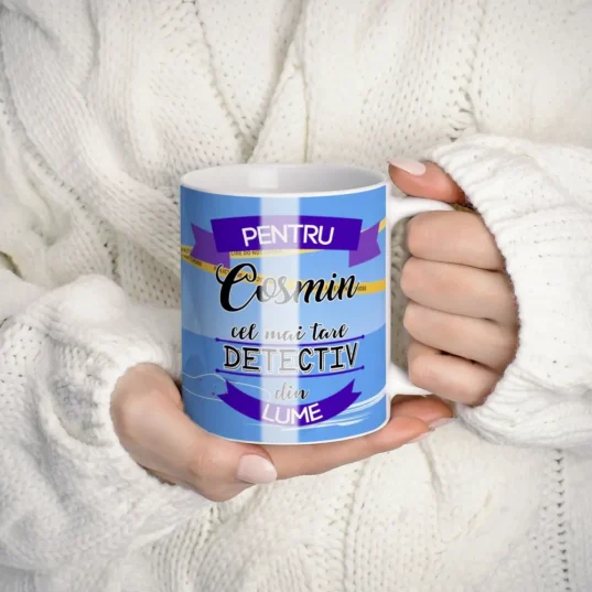 cana personalizata pentru detectiv