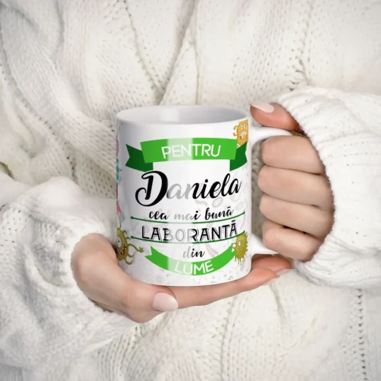 cana personalizata pentru laboranta