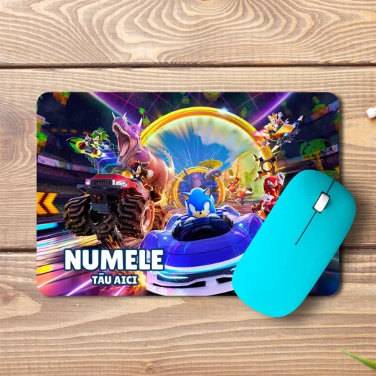 Mouse pad Sonic Racing CrossWorlds personalizat cu numele tău